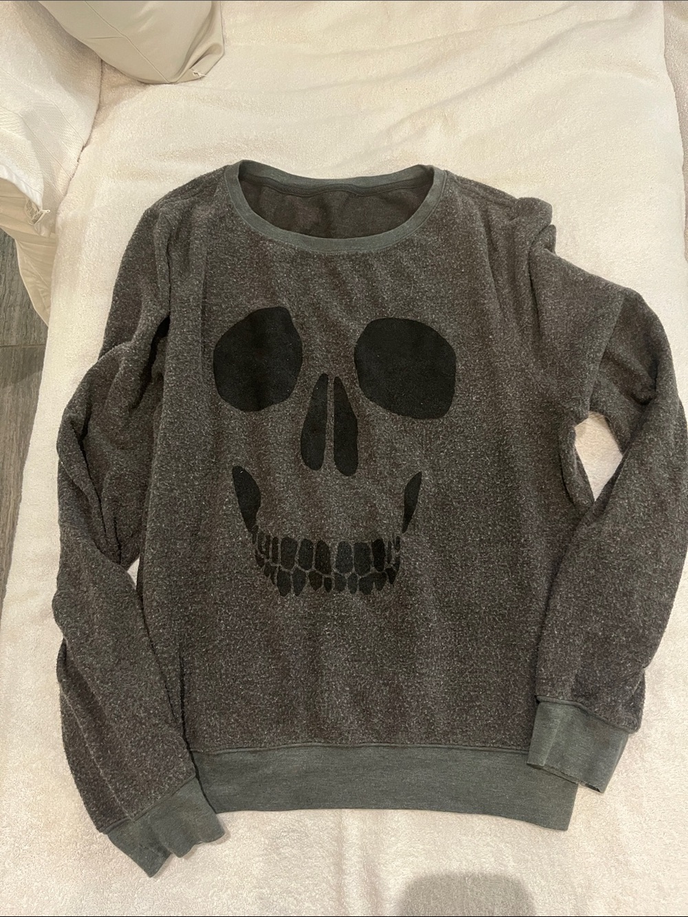 Women's Dark Gray Skull Crewneck Sweater